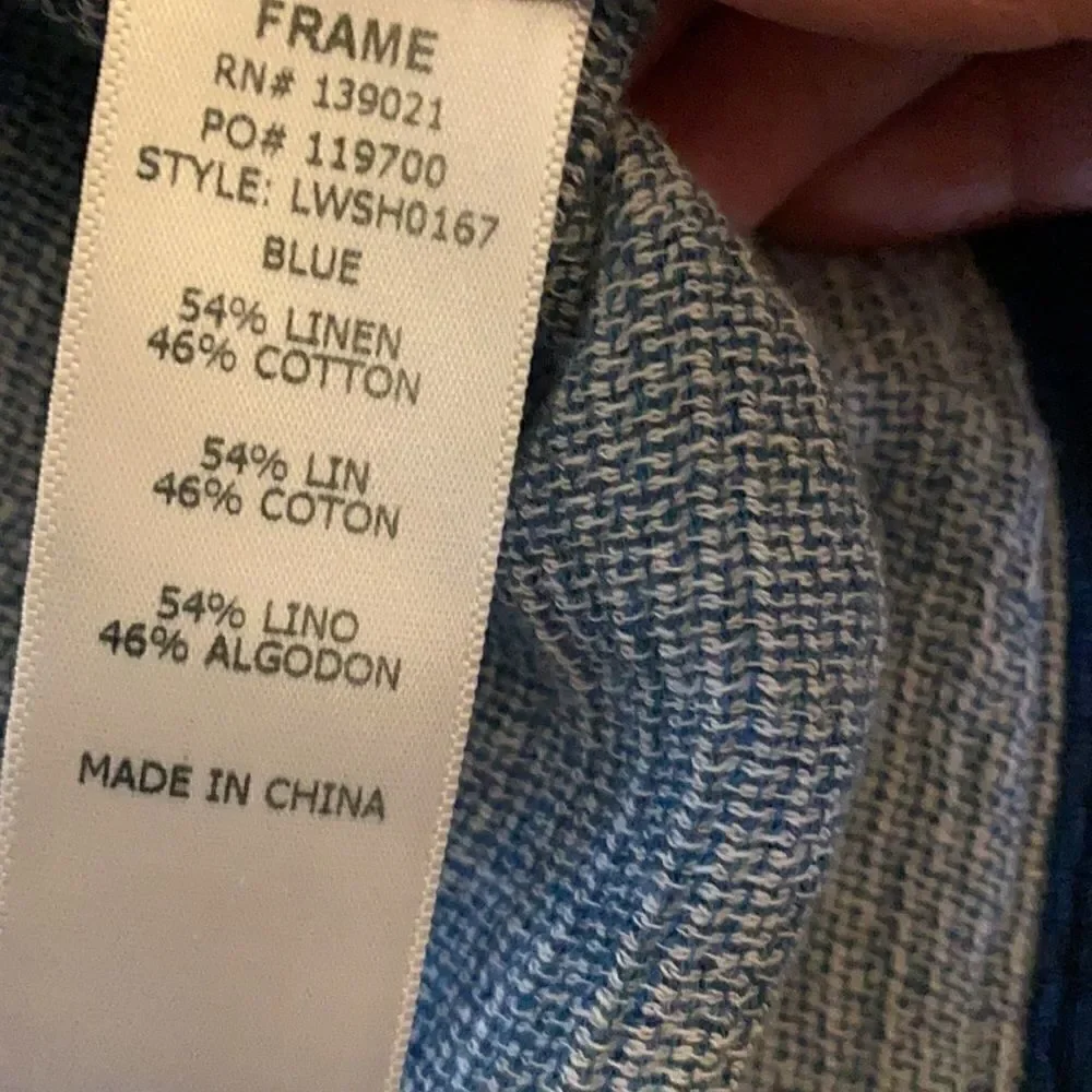 Frame blue rolled cuff sleeves navy piping size S